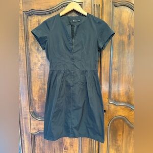 Jil Sander x Uniqlo +J Black Minimal Short Sleeve Front Zip Dress Sz S